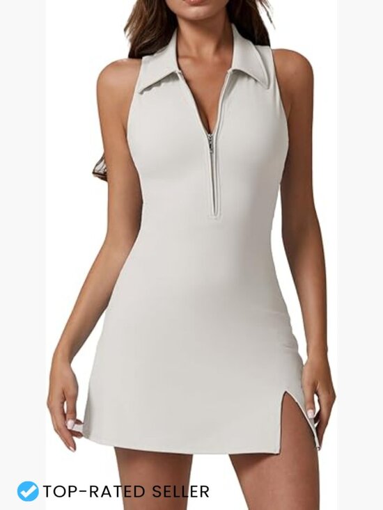 Dresses & Skirts - Womens Zip Front Tennis Dress Polo Collar Racer Back Workout Golf Dress